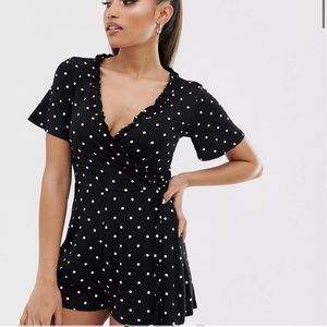 Miss Selfridge Petite romper in polka dot